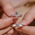 adjustable rhinestone luxury design couple women men ring wedding Engagement Jewelry silver plated lover jewelry ring. 