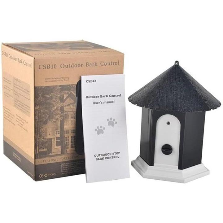 Outdoor Barking Control Device, Ultrasonic Barking Stop, Dog Silencer Bark Box for Small Medium Black Birdhouse Dog Barking Control Device 6.7x5.4x5.4 in-Dog Barking Control Device CSB10 0