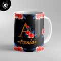 Customize Coffee , Tea Mug with your Name & Name Alphabet Floral Design 43. 