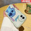 JIUMOO For VIVO Y76 5G Y76s Y74s 5G Case Cute Stitch Pattern Wave Border Soft Shockproof Abrasion Resistant Phone Cases Transparent TPU Silica Gel Camera Lens Protective Cover. 