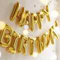 Happy Birthday Golden Balloons Banner Decoration Theme-(13 foil latter Balloons Banner), 50 Black Gold Balloons, Gold Foil Curtain Shiny. 