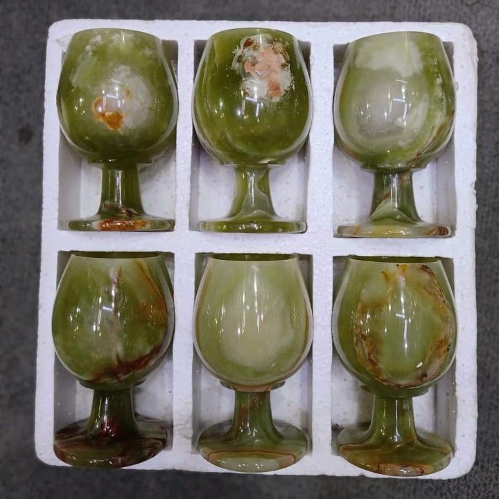 Hand craved Marble glass set