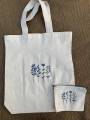 Easy Carry Customized Floral Handmade Tote Bag for School & University Girls  Cloud Denim - Personalized Eco-Friendly Carryall with Mini Pouch Pencil Case. 