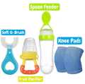4 In 1 Pacifier/Fresh Fruit Food Baby Feeding Safe Fruit Feeder Crawling  Pads For Knee U Style Tooth Brush And Silicone  Spoon Feeding Bottle Feeding For Infant Supplies. 