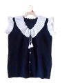 Stylish & Trendy Navy Blue Color Handmade Woolen Cardigan for Women / Navy Blue Sweater for Girls / V-Neck Sleeveless Sweater for Women / Front Open Cardigan for Ladies. 