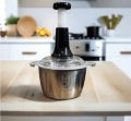 2L Heavy Duty Stainless Steel Manual Food Chopper | Easy Meat & Vegetable Cutter | Hand Push Food Processor / 1500ML Chopper Plastic. 