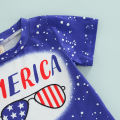 Independence Day Theme Baby Clothes Set, Infant Round Neck Lettering Print Pattern T-shirt Elastic Waist Shorts. 