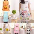 Hot Sale! Women Cute Cartoon Waterproof Random Print Oil-proof Apron Kitchen Restaurant Cooking Bib Aprons Sleeveless Overalls Hanging Neck. 