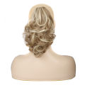 European and American Style Wig Women's Short Hair Ponytail Pear-Shaped Hair Roll Chemical Fiber High Ponytail Natural & Fluffy Curly Hair Jaws Clamp Ponytail. 