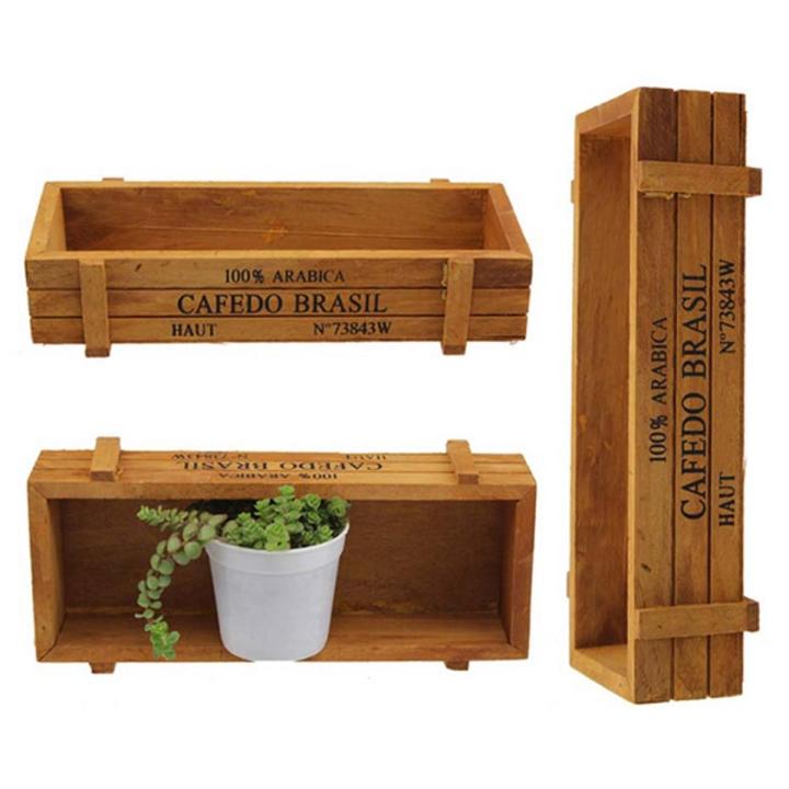Wood Garden Flower Tools DIY Herb Planter Succulent Pot Rectangle Trough Box Plant Bed