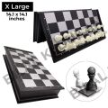 Black Magnetic Chess Set with Foldable Chessboard - Available in 4 Sizes. 