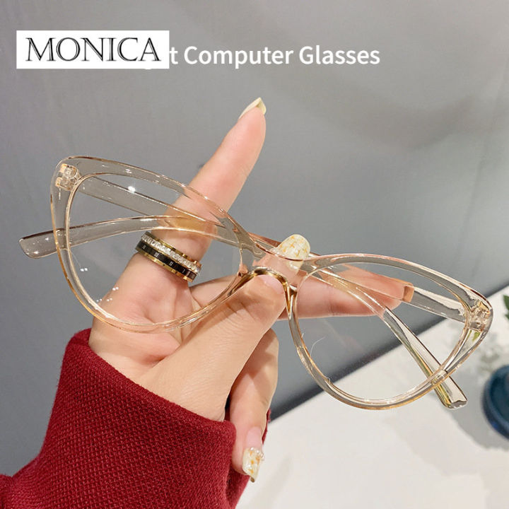 2024 Anti Blue Light Computer Glasses Women Big Frame Cat Eye Metal Frame Reading Eyeglasses Dropshipping Homesickneisi