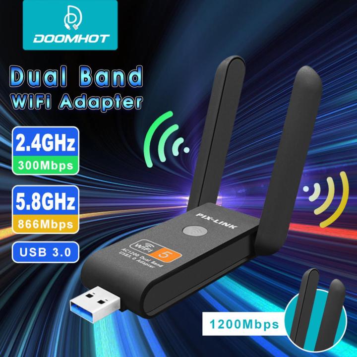 Doomhot%20USB%20WiFi%20Adapter%201200Mbps%20Dual%20Band%202.4/5.8%20GHz%20Wireless%20Network%20External%20Receiver%20USB3.0%20WiFi%20Wireless%20Network%20Card%20802.11ac%20LAN%20Adapter%20Mini%20WiFi%20Dongle%20Receiver%20with%20Rotatable%20Antenna%20for%20PC%20Laptop%20Desktop%20-%20Image%202