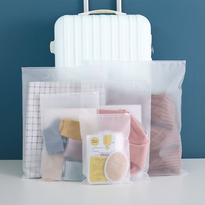 Ziplock Plastic Package Cloth Travel Storage Bag Waterproof Bag Zipper Lock Self Seal Frosted Portable Bags