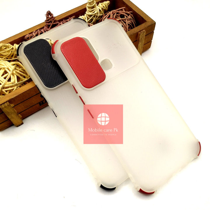 Infinix Smart 6 Back Cover White Soft Smoky Matte Shutter Bumper Case For Boys