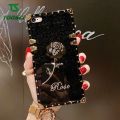 TOOSCI For iPhone 6/6S Square rose flower phone case with diamond luxury back cover. 