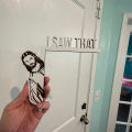 Funny Jesus Door Frame Decoration Creative Wood I Saw That Sign Celebrate Festival Wall Sticker Front Door Corner Paste Ornament. 