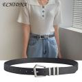 ECHIDNA Black Accessory for Jeans Stylish Unisex Black Jeans Belt with Metal Buckle Adjustable Length Faux Leather Waistband for Men Women Multi Holes Design for Trendy Fashion Accessory Unisex Black Belt. 
