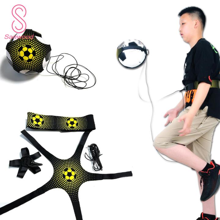 Football Training Tape Hands-free Soccer Training Aid for Kids Adjustable Belt Elastic Rope Fastener Tape Football Kick Trainer Practice Equipment Bounce Ball Training Belt