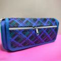 Blue Checkers Pencil Case - Large Capacity Pouch for BOYS and GIRLS - Pencil Box. 