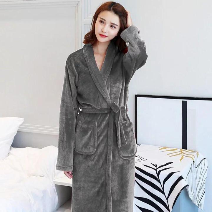 Men Women Towel Bathrobe-Grey