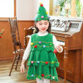 Children Christmas Tree Performance Costumes Festive Christmas Tree Costume Set for Girls Easy to Clean Xmas Hat Dress for Performance Cosplay Perfect Holiday Gift Christmas Costumes for Kids. 