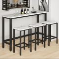 Counter Height Dining Set, 4 Pieces Long Pub Table Set with 3 Stools, Kitchen Table Set for 3, Bar Table Set for Small Space, Modern Breakfast Dining Table Set for Home/Restaurant. 