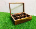 HANDMADE WOODEN MASALA BOX SPICE BOX CREATIVE WOODEN SPICE BOX WITH SPOON 10 X 10 INCH MULTI PURPOSE CONTAINER, KITCHEN ITEM UTILITY BOX JEWELLERY BOX MADE FROM HIGH QUALITY WOOD. 