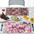 Anime Cartoon Fun Placemat Canvas Washable Heat Resistant Tablecloth For Dining Table Home Decor Mats Cup Coaster Pad. 