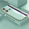 Hontinga for Infinix Hot 20i Back Cover（Free Lanyard）Luxury 6D Fashion Racing Side Pattern Case Soft Silicone Square Mobile Cover. 
