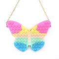 Pop It Butterfly Fidget Toy For Kids Bag Handbag Push Bubble Fidget Toy Kids Anti Anxiety Bag With Chain As Gifts. 