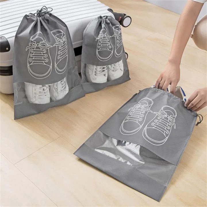 Shoe%20Bags%20Pouches%20Travel%20Cover%20for%20Shoe%20Storage%20&%20Travelling%20Drawstring%20Bags%20Dust%20Cover,%20Grey%20-%20Image%205