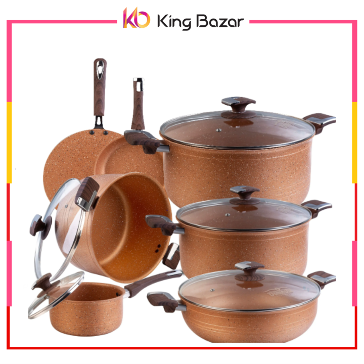 Domestic Nonstick Jumbo Gift Set – 21 Pieces Marble Coated Cookware Set