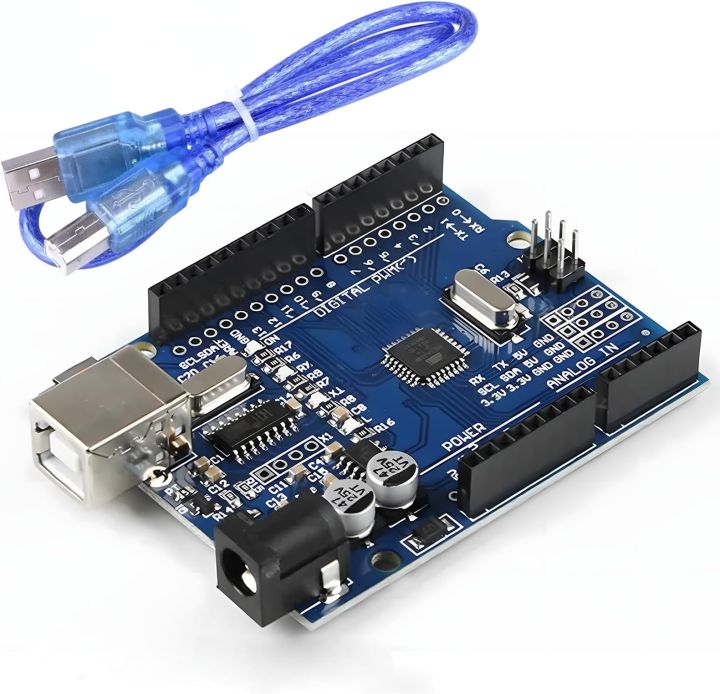 Arduino UNO R3 Board ATmega328P with USB Cable(Arduino-Compatible) for Arduino, Input Voltage 7-12V, 16MHZ,14 Digital 1/0 pins Support PWM, SRAW 2KB (with Cable)