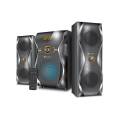 Flex Multimedia Speaker Black (F-600) LED display with Remote-control & RGB Lights.. 
