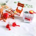 1:12TH Miniature Beach Table Chair Pretend Toy Ornament for Educational Toy. 