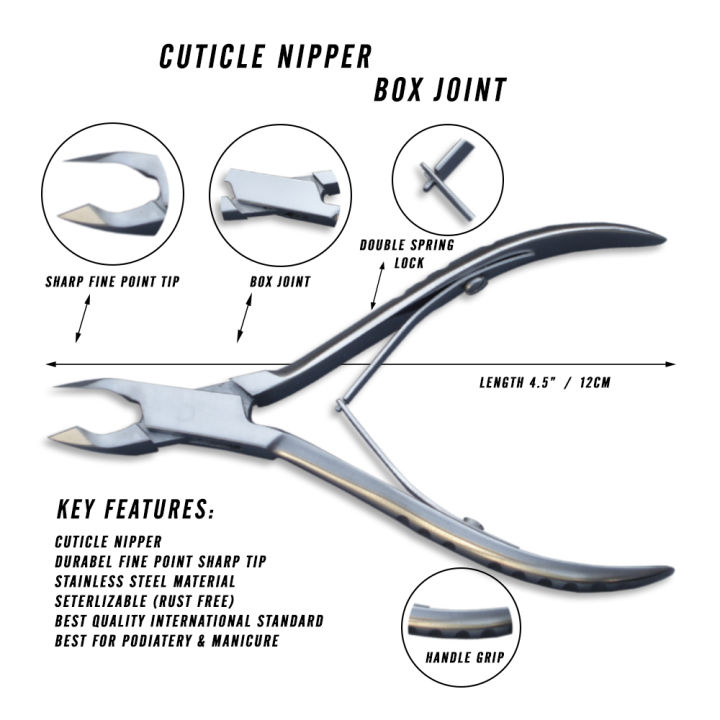 Cuticle Nipper Box Joint Double Spring Sharp Tip Manicure Mat