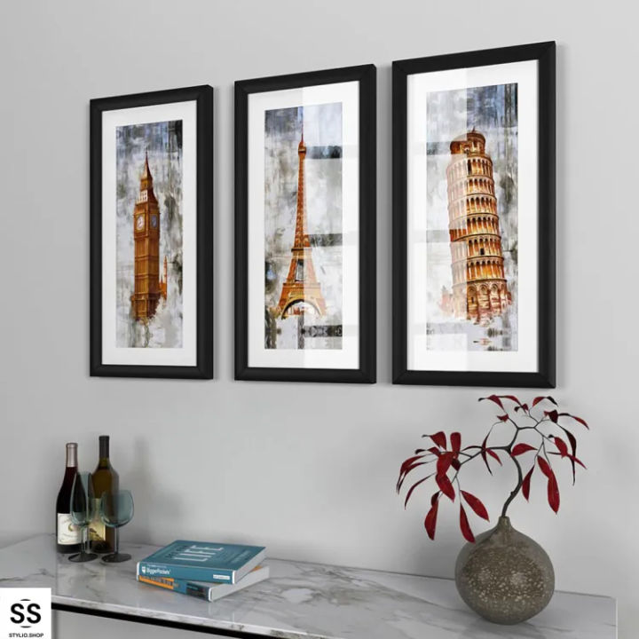 Set of 3 picture frames A4 frames that are in the size of 8x 2 inches Frames for Bedrooms with Front Glass: the Ideal Picture Frames on The walls and Desks