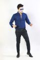 Auditors®️ Mens Semi-Formal Plain Cotton Chambray Shirt Navy Blue Colour 100% Pure Cotton Chambray Fabric - Code AMS-178. 