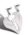 I Love You Stainless Steel Silver Pendant For Women - 2 Pcs. 