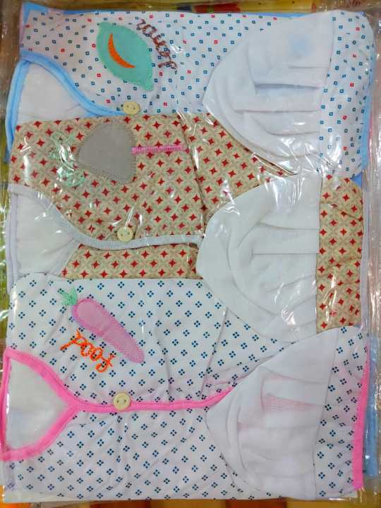 Pack%20of%203%20New%20born%20Baby%20Cotton%20Dress%20With%20Cap%20-%20Image%202