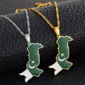【happy one】Anniyo Pakistan Map Flag Pendant Necklaces Stainless Steel Color/gold Color Pakistani Ethnic 157721. 