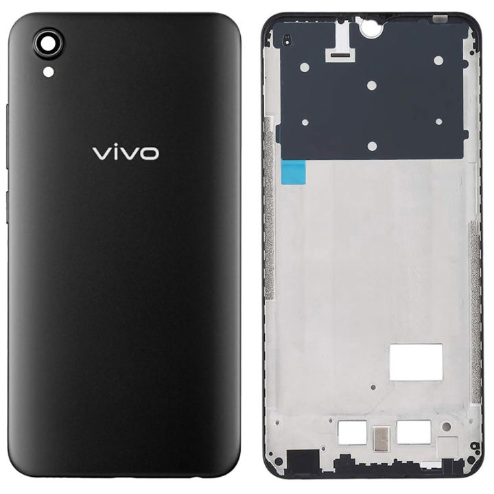 Vivo Y90 Middle Frame Housing with Power Volume Buttons & Camera Lens Complete Body Casing Replacement Y90 - Black