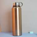 1500-ML- Gold Stainless Steel Water Bottle With Leather Pouch Insulated Double Wall Flask Hot And Cold High-Quality Imported Collection. 
