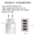 Ulti-Charger QC 3.0 USBC Power adapter Color 4-Port with Fast Charger 3A Tablet Travel Charger US EU and UK Black or White. 