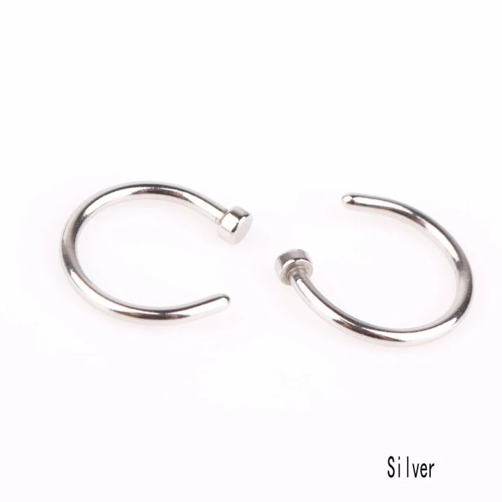 【shengxiong6525】Dropship Ring Fake Piercing Jewelry 5 Colors Nostril Nose Hoop Stainless Steel Nose Rings On Nose Body Jewelry