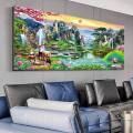 Fullcang Diy Big Size Diamond Painting Natural Scenery Waterfall Full Mosaic Embroidery Mountain Landscape Picture Wall Decor. 
