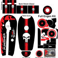 Complete 70cc Bike Skull Desgin Vinyl Hd Sticker  With Wheel Hub. 