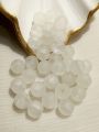 100pcs Frosted White 8mm Craft Beads – Round Stones for Jewelry, Sewing & DIY Decoration. 
