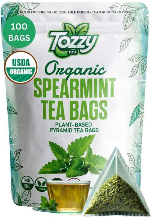 Tozzy Tea Tozzy USDA Organic Spearmint Tea - 30 Count (Pyramid Tea Bags) | Pure ...
